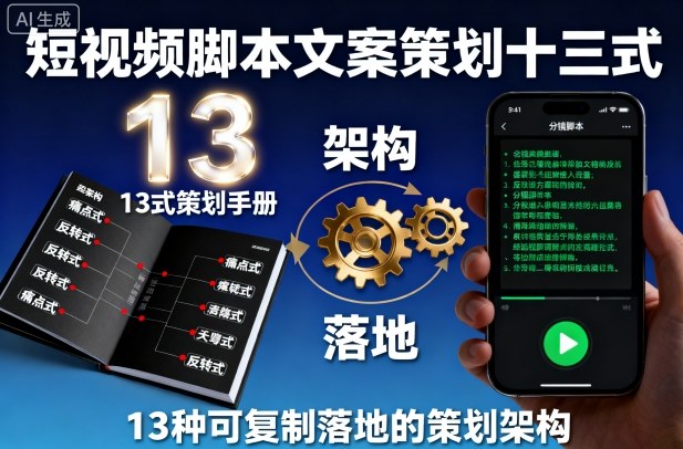 短视频脚本文案策划十三式，13种可复制落地的策划架构-赋智工坊