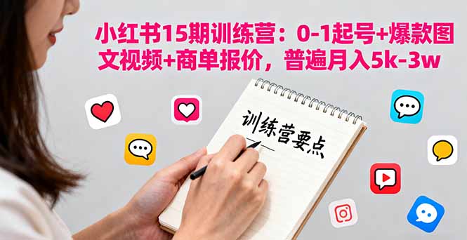 小红书15期训练营：0-1起号+爆款图文视频+商单报价，普遍月入5k-3w-赋智工坊