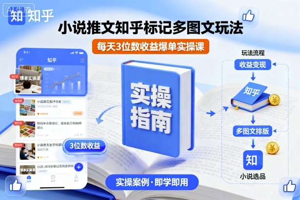 小说推文知乎标记多图文玩法，每天3位数收益爆单实操课-优优云网创资源网