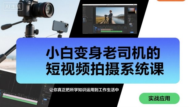 小白变身老司机的短视频拍摄系统课，让你真正把所学知识运用到工作生活中-赋智工坊