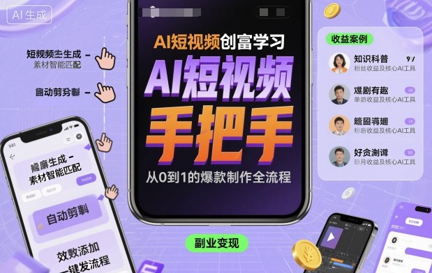 AI短视频创富学习，手把手教会你制作AI短视频-CTO资源网