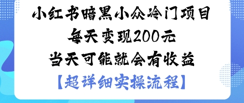 小红书暗黑小众冷门项目每天变现2张当天可能就会有收益-友友云网创
