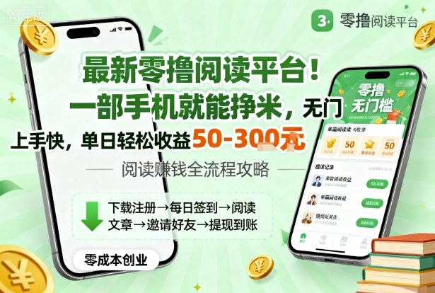 最新零撸阅读平台！一部手机就能挣米，无门槛上手快，单日轻松收益50-3张【揭秘】-沐风网创