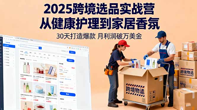 2025跨境选品实战营：从健康护理到家居香氛，30天打造爆款,月利润破万美金-沐风网创