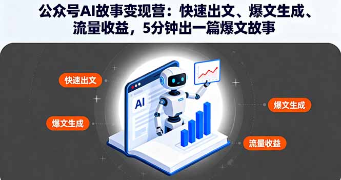 公众号AI故事变现营：快速出文、爆文生成、流量收益，5分钟出一篇爆文故事-云网创