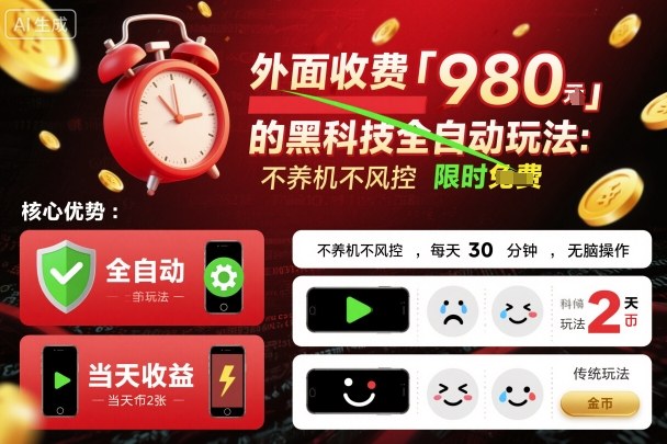 外面收费980的黑科技全自动玩法，不养机不风控，每天30分钟，无脑操作，当天收益2张【揭秘】-初初云网创