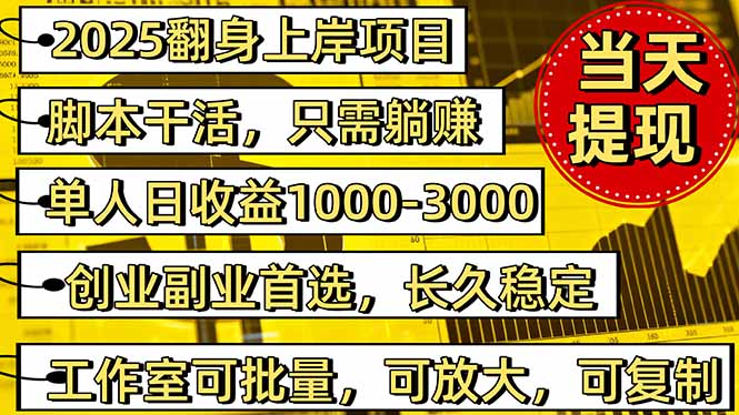 稳定八年美金掘金2.0脚本干活，只需躺赚。单人日收益1000-3000可批量、…-初初云网创