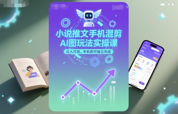 小说推文手机混剪AI图玩法实操课，日入可观，手机即可独立完成-新起点网创