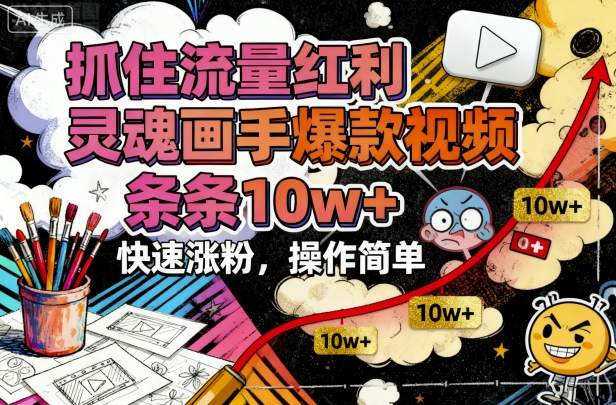 抓住流量红利，灵魂画手爆款视频，条条10w+，快速涨粉，操作简单-UU网创