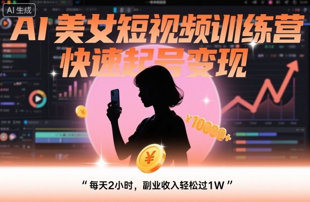 AI美女短视频训练营，快速起号变现，每天2小时，副业收入轻松过1W-UU网创