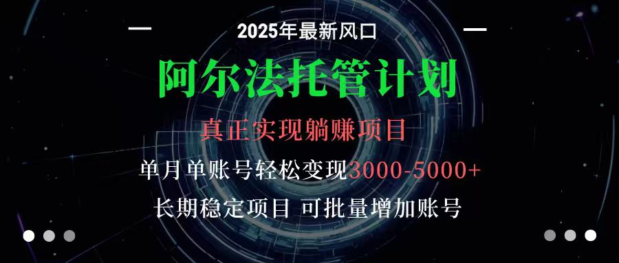 阿尔法托管计划 单账号月入3000-5000，长期稳定项目，新手小白轻松上手-云网创