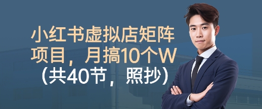 小红书虚拟店矩阵项目，照抄照做，月搞1W+(共40节)-云网创