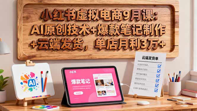 小红书虚拟电商9月课：AI原创技术+爆款笔记制作+云端发货，单店月利3万+-CTO资源网