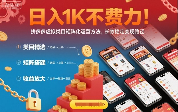 日入1K不费力！拼多多虚拟类目矩阵化运营方法，长效稳定变现路径-创派资源网