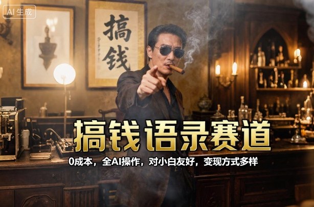 搞钱语录赛道，0成本，全AI操作，对小白友好，变现方式多样-仰望云网创