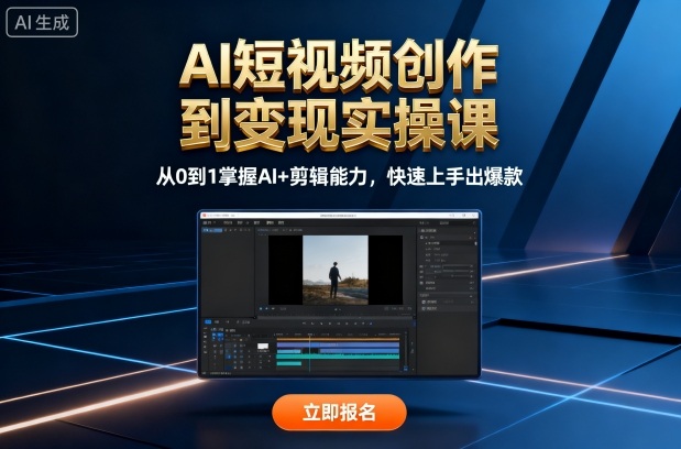 AI短视频创作到变现实操课，从0到1掌握AI+剪辑能力，快速上手出爆款(更新10月)-仰望云网创