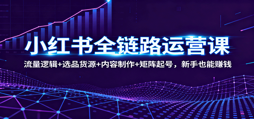 小红书全链路运营课：流量逻辑+选品货源+内容制作+矩阵起号，新手也能赚钱-仰望云网创