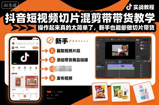抖音短视频切片混剪带货教学，操作起来真的太简单了，新手也能做切片带货-创派资源网