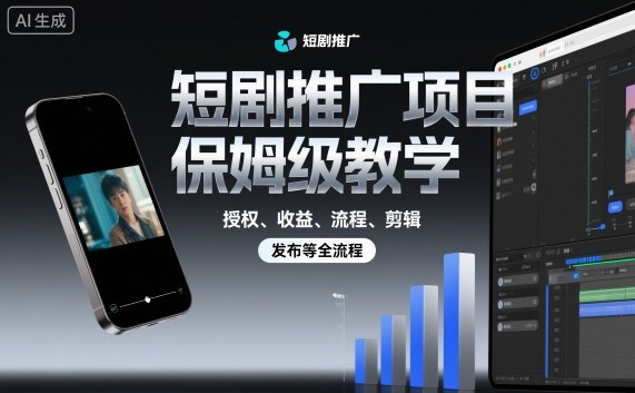 短剧推广项目保姆级教学，授权、收益、流程、剪辑，发布等全流程-CTO资源网