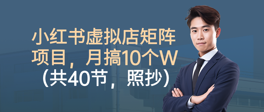 小红书虚拟店矩阵项目，月搞10W(共40节，照抄照做)-CTO资源网