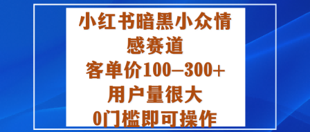 小红书暗黑小众情感赛道，客单价100-300+用户量很大，0门槛即可操作-初初云网创