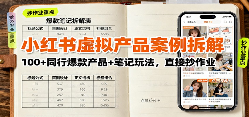 小红书虚拟产品案例拆解：100+同行爆款产品+笔记玩法，直接抄作业-E源网