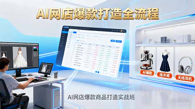 AI网店爆款商品打造实战班：AI技术实现商品图智能处理，快速搭建AI网店-仰望云网创