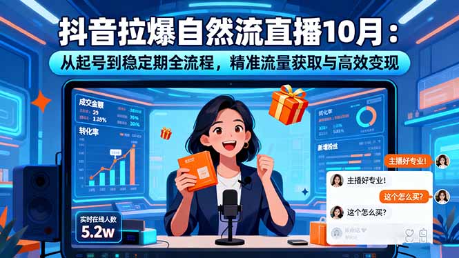 抖音拉爆自然流直播10月：从起号到稳定期全流程，精准流量获取与高效变现-E源网