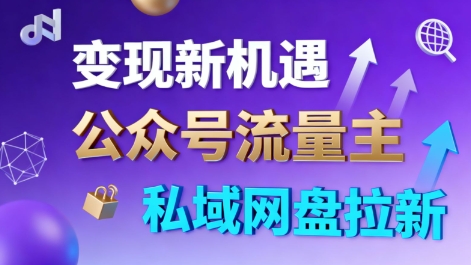 公众号流量主+私域网盘拉新，多方式变现，简单易上手，当天就有收益-青年云网创
