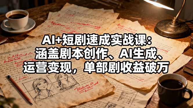 AI+短剧速成实战课：涵盖剧本创作、AI生成、运营变现，单部剧收益破万-青年云网创