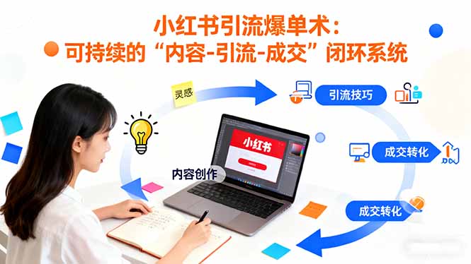 小红书引流爆单术：构建一套低成本 可持续的“内容-引流-成交”闭环系统-青年云网创