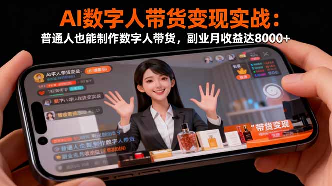 AI数字人带货变现实战：普通人也能制作数字人带货，副业月收益达8000+-云网创