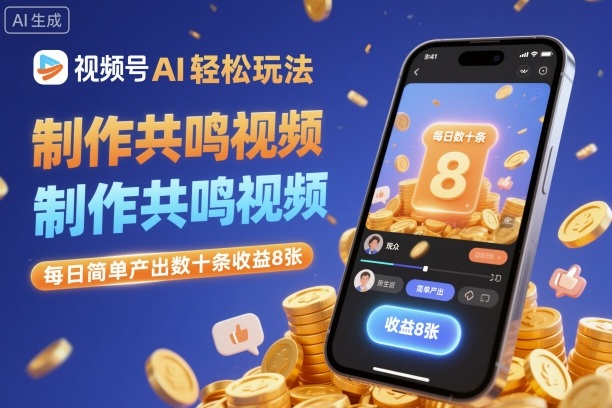 视频号AI轻松玩法，制作共鸣视频，每日简单产出数十条收益8张-蓝天网创