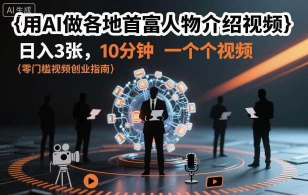 用AI做各地首富人物介绍视频，日入3张，10分钟一个视频-全民创业网