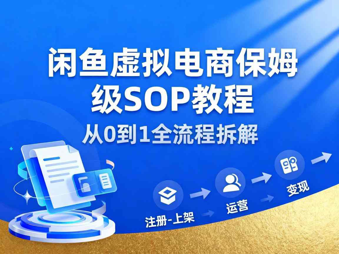 闲鱼虚拟电商，月入轻松过1W，保姆级SOP教程-优优云云网创