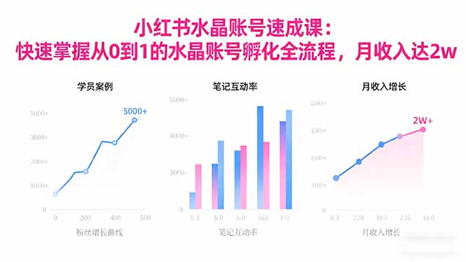 2025小红书水晶账号速成课：快速掌握从0-1水晶账号孵化全流程，月收入达2w-优优云云网创