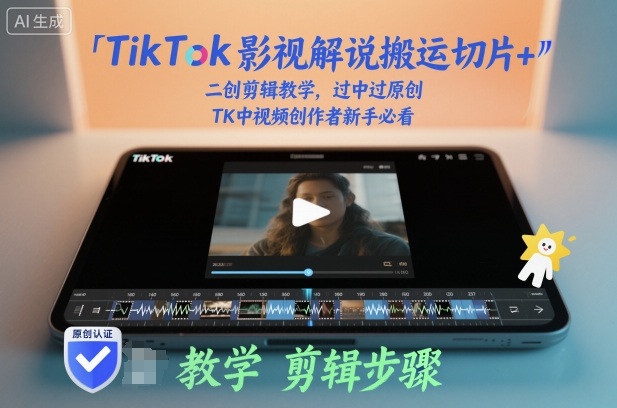 TikTok影视解说搬运切片+二创剪辑教学，过中过原创，TK中视频创作者新手必看-大柠檬网创