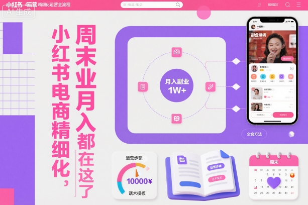 小红书电商精细化运营全流程，周末副业月入1W+，全套方法都在这了-大柠檬网创