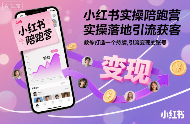 小红书实操陪跑营，实操落地引流获客，教你打造一个持续引流变现的账号-沐阳网创