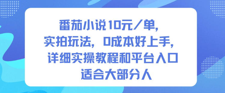 番茄小说10米每单，实拍玩法，0成本好上手，详细实操教程和平台入口适合大部分人-青年云网创