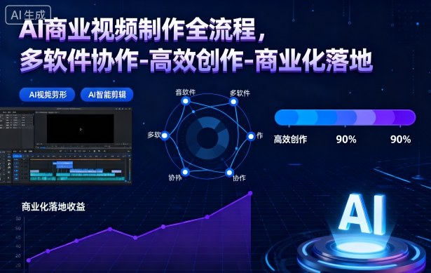 AI商业视频制作全流程，多软件协作-高效创作-商业化落地-云网创