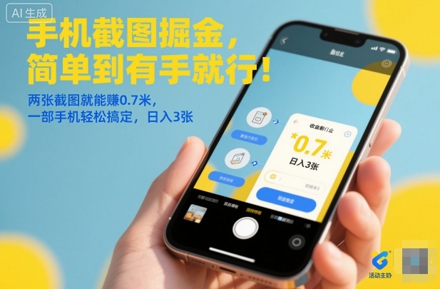 手机截图掘金，简单到有手就行！两张截图就能賺0.7米，一部手机轻松搞定，日入3张【揭秘】-518网创