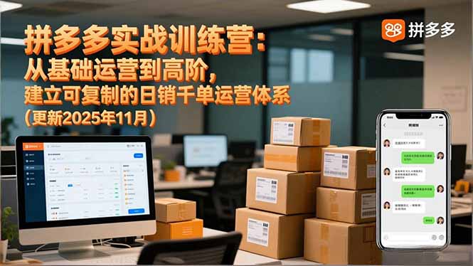 拼多多实战训练营：从基础运营到高阶，建立可复制的日销千单运营体系(更新11月 | 领先副业网