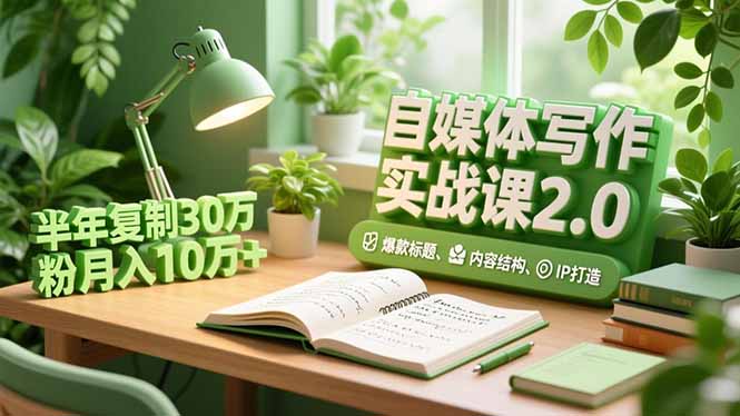自媒体写作实战课2.0，爆款标题、内容结构、IP打造，半年复制30万粉月入10万+-知行云网创
