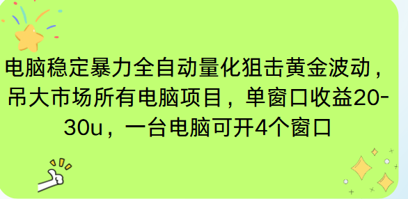 电脑EA策略挂机项目单窗口收益20-30u，单电脑可挂5-10个窗口收益稳健4位数-参一网创
