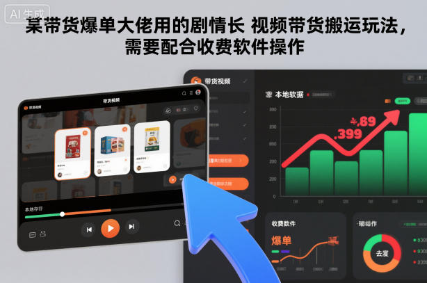 某带货爆单大佬用的剧情长视频带货搬运玩法，需要配合收费软件操作-虚拟副业网