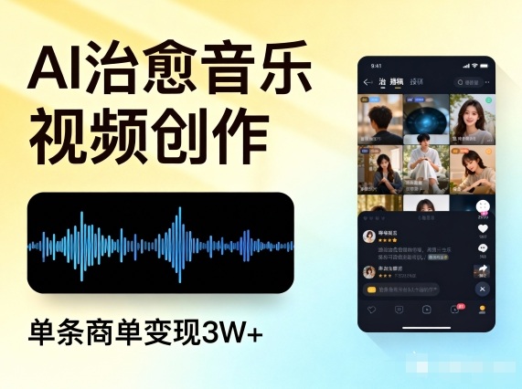 AI做治愈音乐视频，多平台投稿，单条商单变现3W+-优优云网创