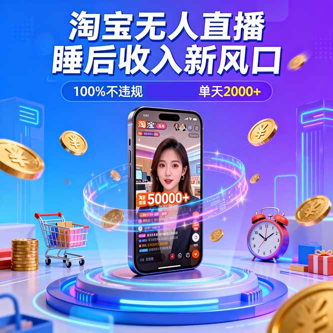 淘宝无人直播，不违规不封号，直播100小时卖了5万，年底旺季！-优优云网创