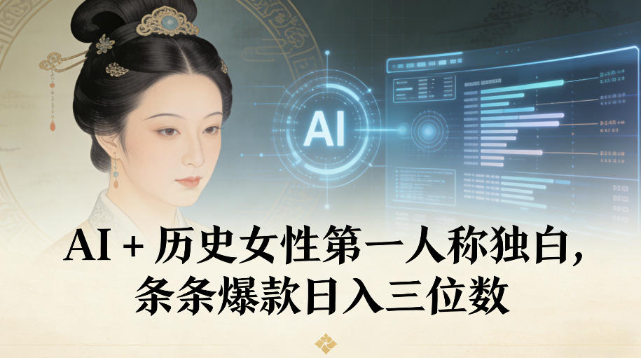 AI+历史女性第一人称独白，条条爆款日入三位数-创星网创