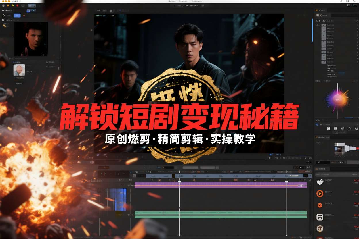 短剧拉新之原创燃剪精简剪辑实操课，解锁短剧变现秘籍-飞盾网创